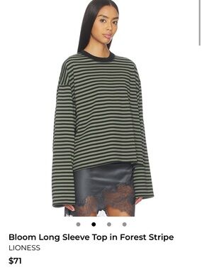 Lioness Olive and Black Striped Long Sleeve Top